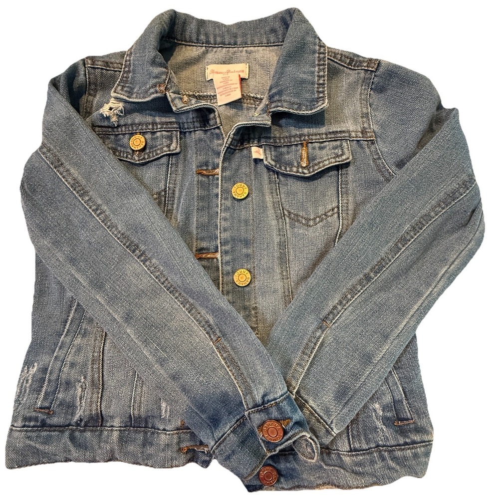 Tommy Bahama Size 8‎ Denim Jean Jacket Distressed Girls Medium Wash EUC Trendy